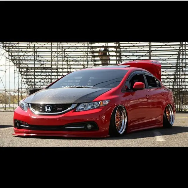 Red Honda Civic, lowered